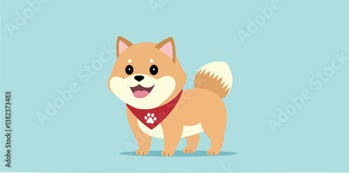 adorable cartoon shiba inu puppy in a playful pose