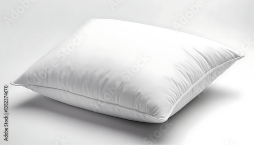 Restful White Pillow on Clean Background Provides Comfort and Relaxation