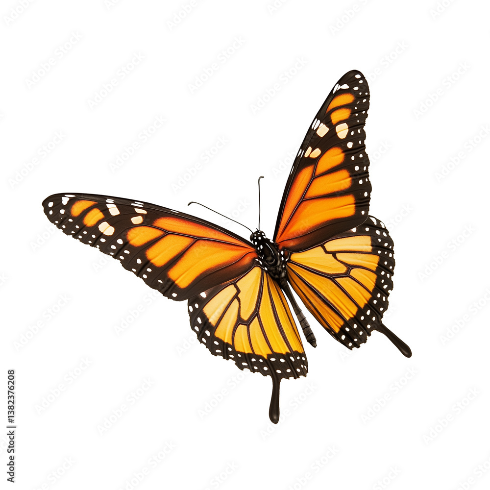 Fototapeta premium Monarch Butterfly Flying on Transparent Background