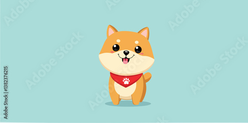 adorable cartoon shiba inu puppy with playful demeanor