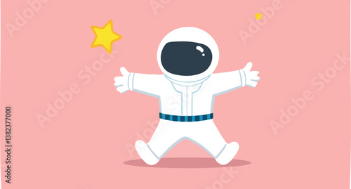 joyful astronaut welcoming with open arms