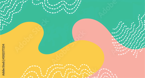 playful abstract background with yellow pink and teal shapes