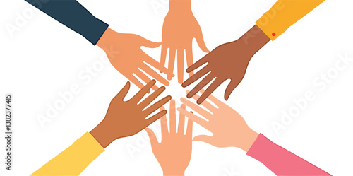 Obraz na płótnie five diverse hands joining in unity and collaboration w salonie