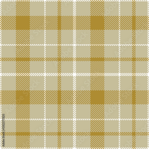 Elegant Seamless Tartan featuring Soft putty and Dusky white Fabric Design