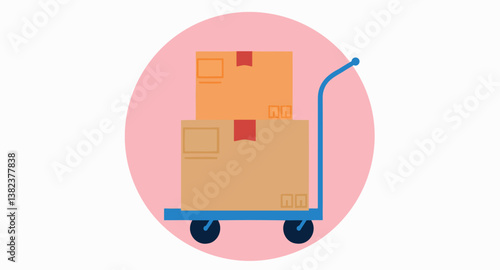 two stacked cardboard boxes on a handcart
