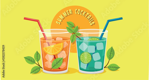 two refreshing summer cocktails with and lime