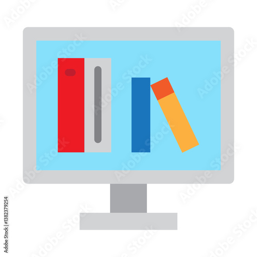 ELibrary Vector Flat Icon Design