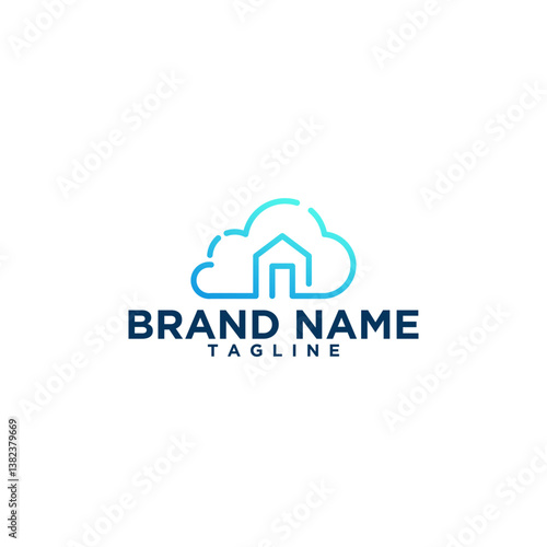 blue color combination cloud and home logo for download