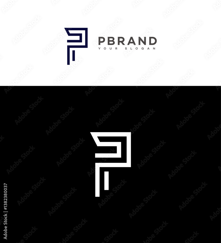 Modern Minimalist Monogram Logo Design Letter P Brand Identity