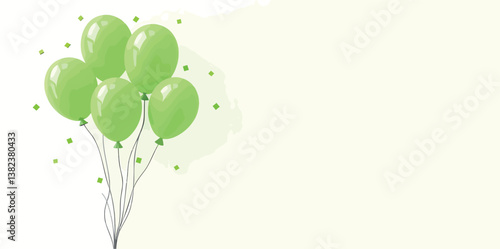 five light green balloons float against a light background