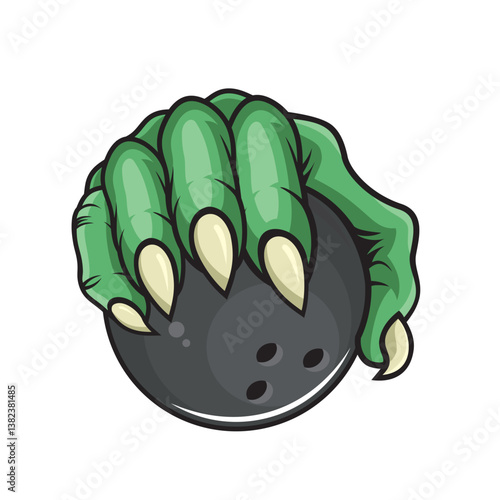 claw monster hand holding bowling ball vector illustration design