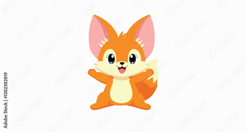 Obraz premium adorable cartoon fox with a cheerful expression