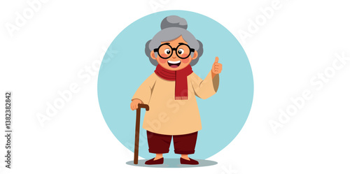 cheerful elderly woman giving thumbs up