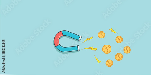 powerful magnet attracting gold coins symbolizing financial success