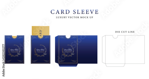 Luxury Business Card or Wedding Card sleeve die cut and mock up template. Envelopes mockup front and back view.