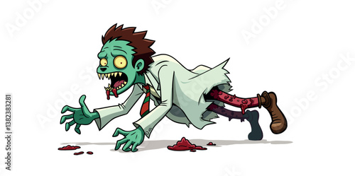 crawling zombie in a lab coat
