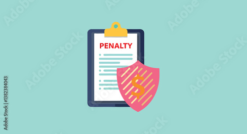 flat of a penalty notice and a shield with a dollar sign