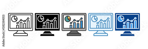 Monitor Icon Set Multiple Style Collection