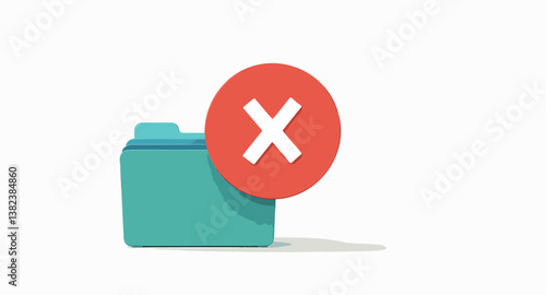 teal folder with red 'x' mark indicating deletion