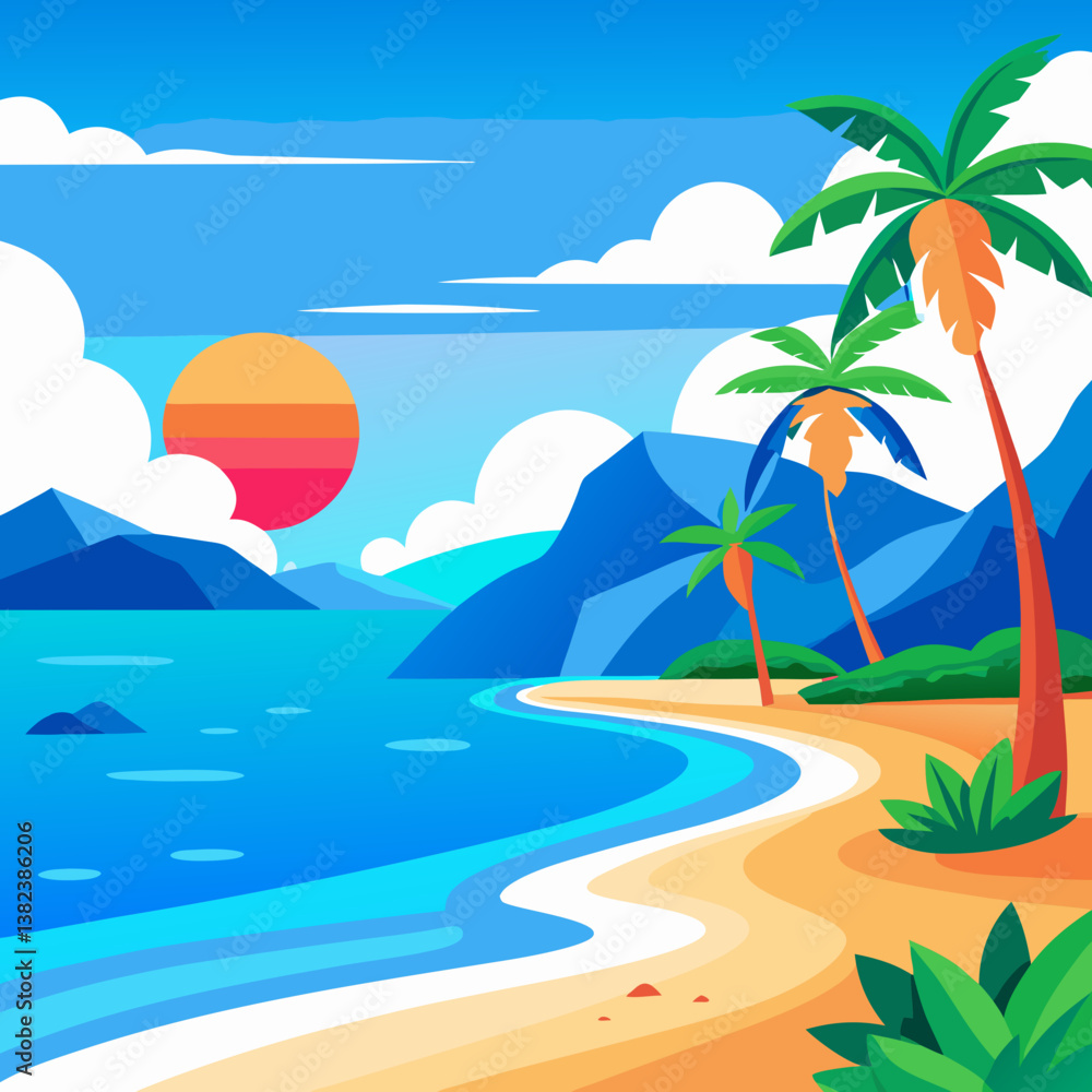 Obraz premium tropical beach with palm trees