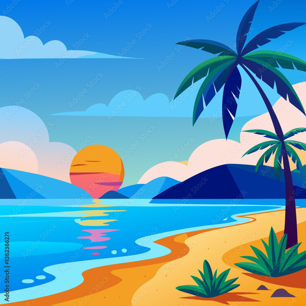 Fototapeta premium tropical beach with palm trees
