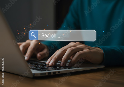 Digital Search Bar on Laptop