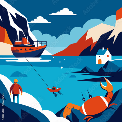 vector illustration of a ship