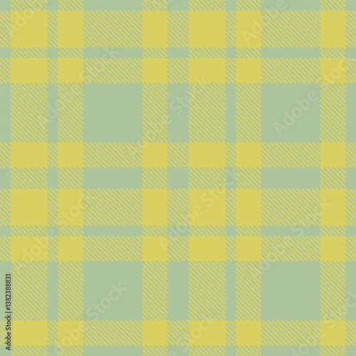 Traditional greenish grey and Pastel dull yellow Seamless Tartan Fabric Design