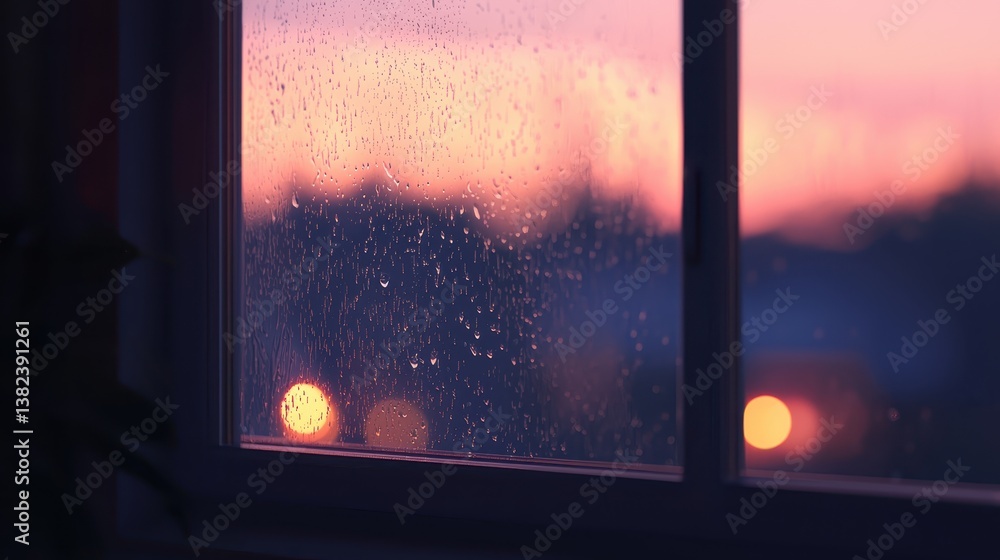 Obraz premium Peaceful Rain on a Window Pane