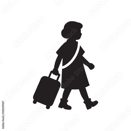 silhouette of a woman with a suitcase