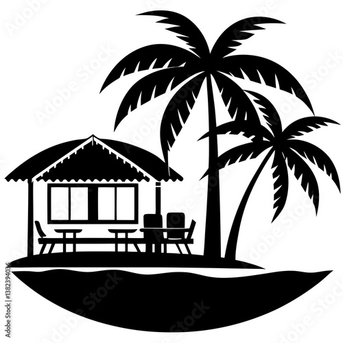 tropical island with palm trees