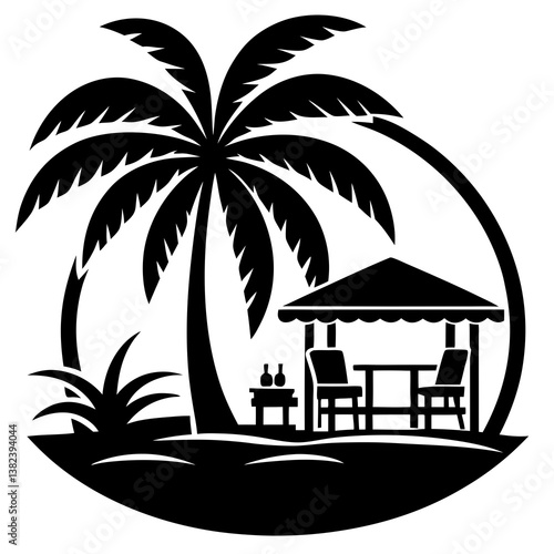 tropical island with palm trees