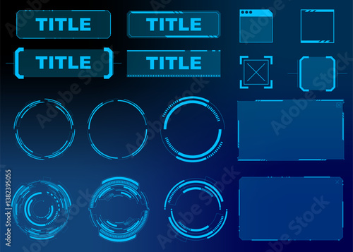 Futuristic HUD UI Elements for Digital Display and Interface Design