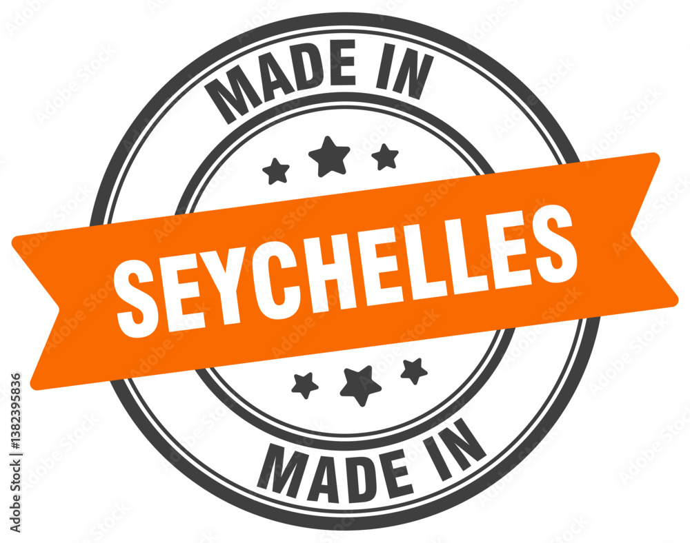 Made in Seychelles round sign. Made in Seychelles stamp. Made in Seychelles round sign. Made in Seychelles stamp.