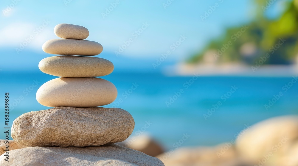 Serene Stacked Stones by Tranquil Water Serene Stacked Stones by Tranquil Water