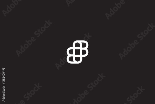 Letters FF or BB Medical Cross Monogram Logo with Black Background. 
