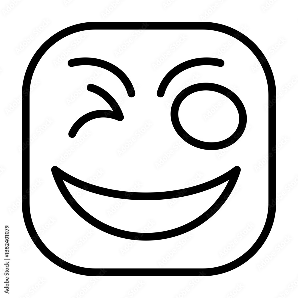 Winking Face Outline Style Icon Winking Face Outline Style Icon