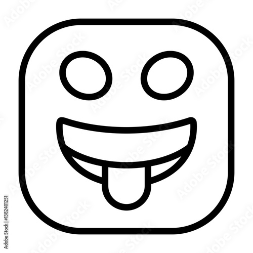 Squinting Face Tongue Outline Style Icon