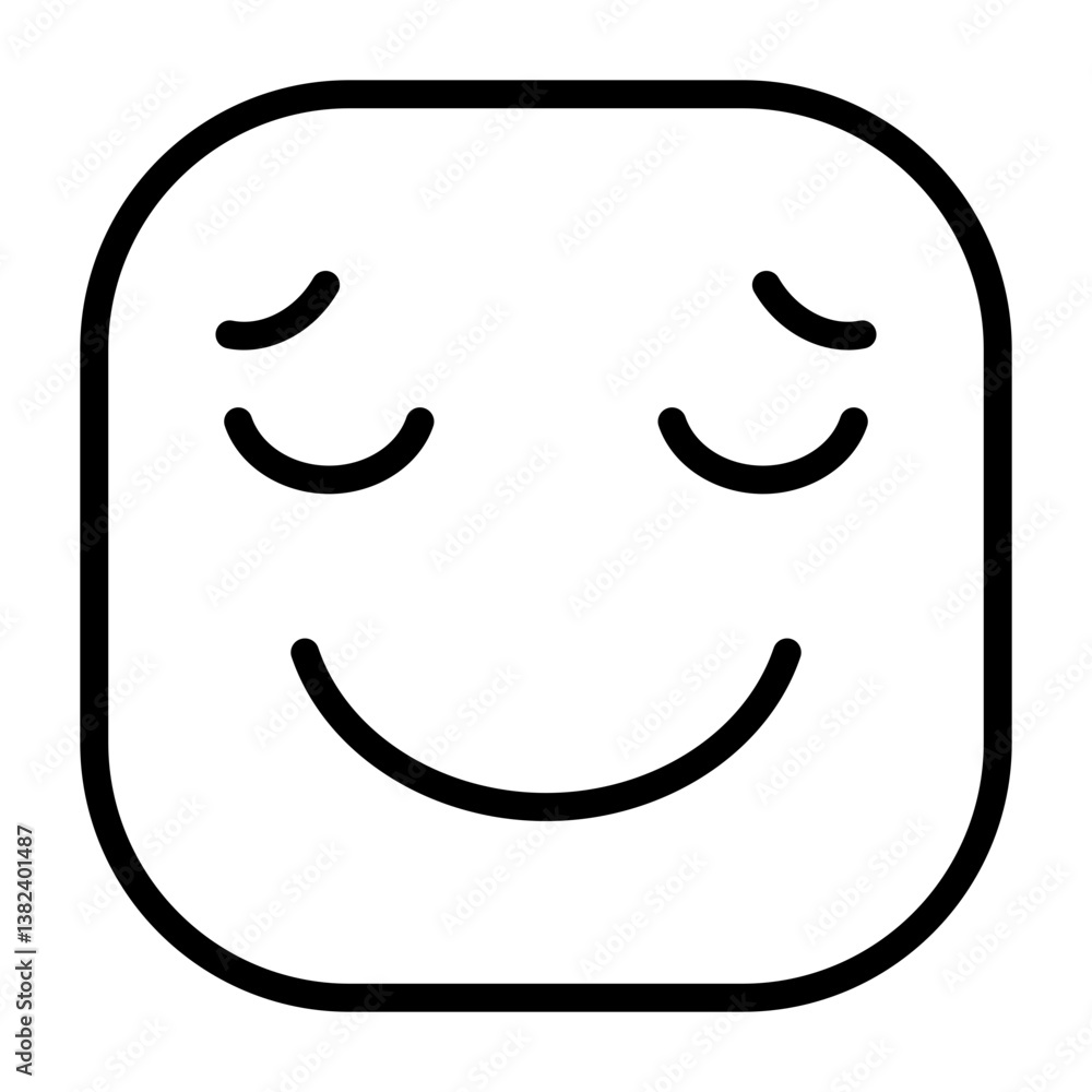 Fototapeta premium Pensive Face Outline Style Icon