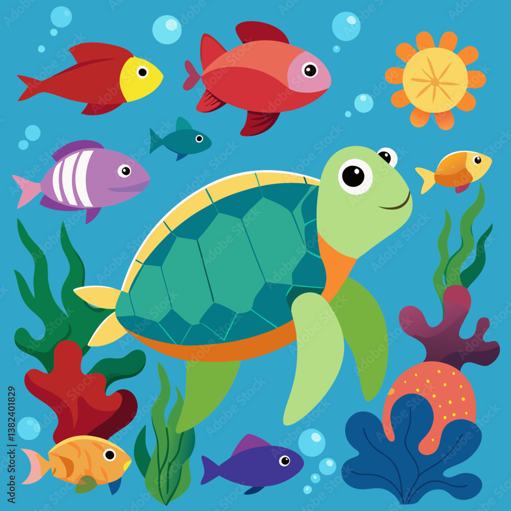 Fototapeta premium seamless background with fishes