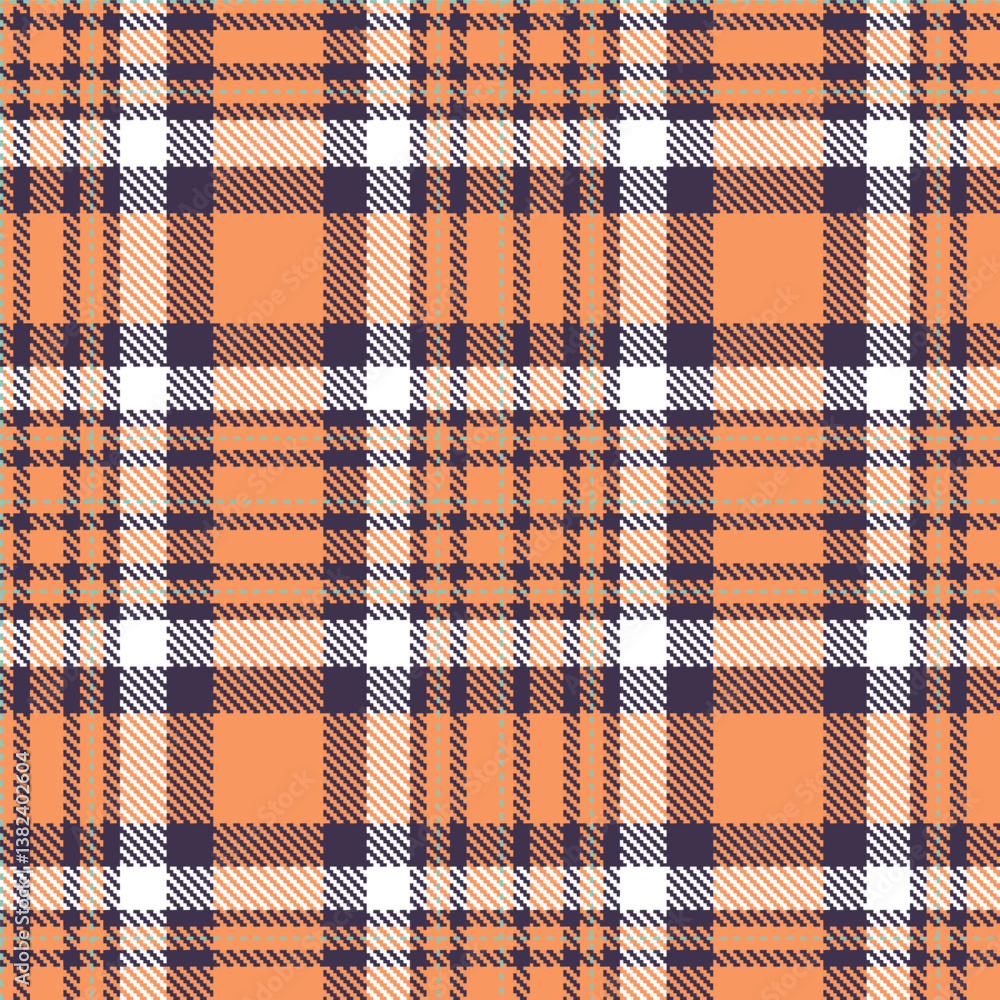 custom made wallpaper toronto digitalElegant Seamless Tartan featuring Warm pastel orange and Muted dark Fabric Design