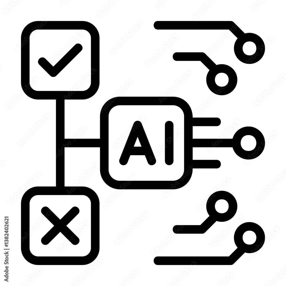 AI Decision Making Outline Style Icon AI Decision Making Outline Style Icon