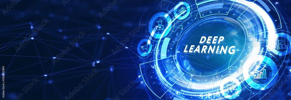 Obraz premium Deep learning artificial intelligence neural network. Technology, Internet and network concept. 3d illustration