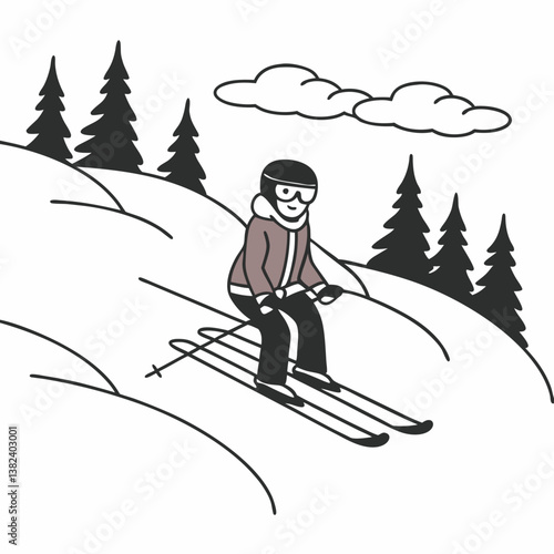 skiing in the mountains
