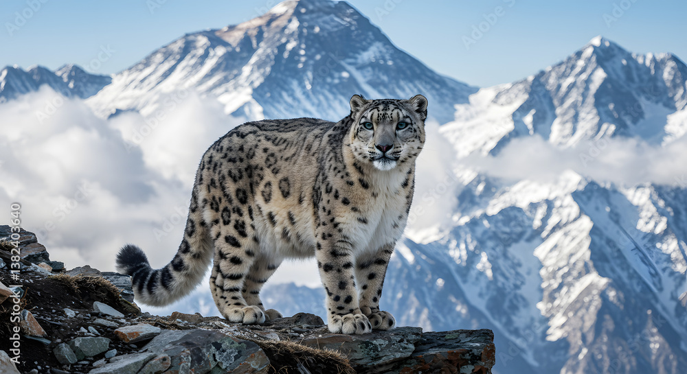 The Graceful Snow Leopard in a Mountain Landscape
The Graceful Snow Leopard in a Mountain Landscape