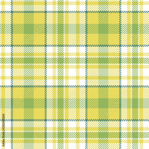 Elegant Seamless Tartan featuring Highland white and Cool dull yellow Fabric Design