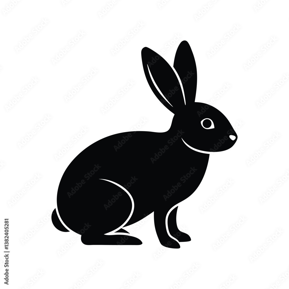 Fototapeta premium A cute cartoon easter bunny rabbit mammal holds a pink heart illustration.