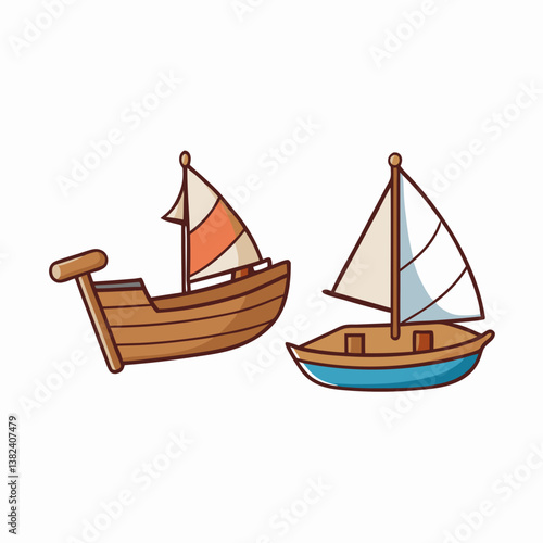 sailing ship on white background