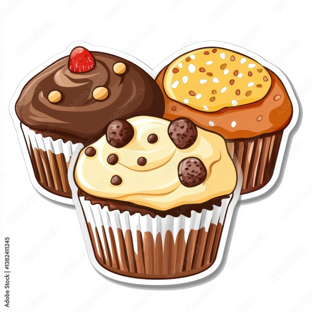 Delicious Variety of Sweet Cupcakes Chocolate Vanilla and Orange Flavors Perfect for Bakery Menu Design Delicious Variety of Sweet Cupcakes Chocolate Vanilla and Orange Flavors Perfect for Bakery Menu Design