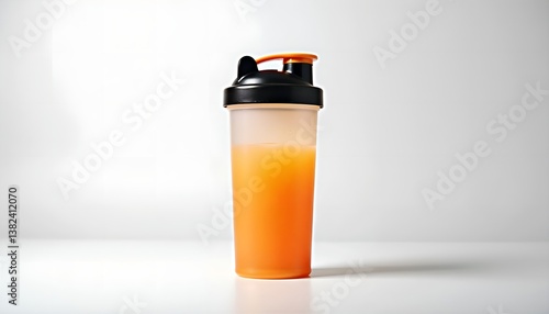 Wallpaper Mural Orange protein shake in plastic shaker bottle with copy space Torontodigital.ca